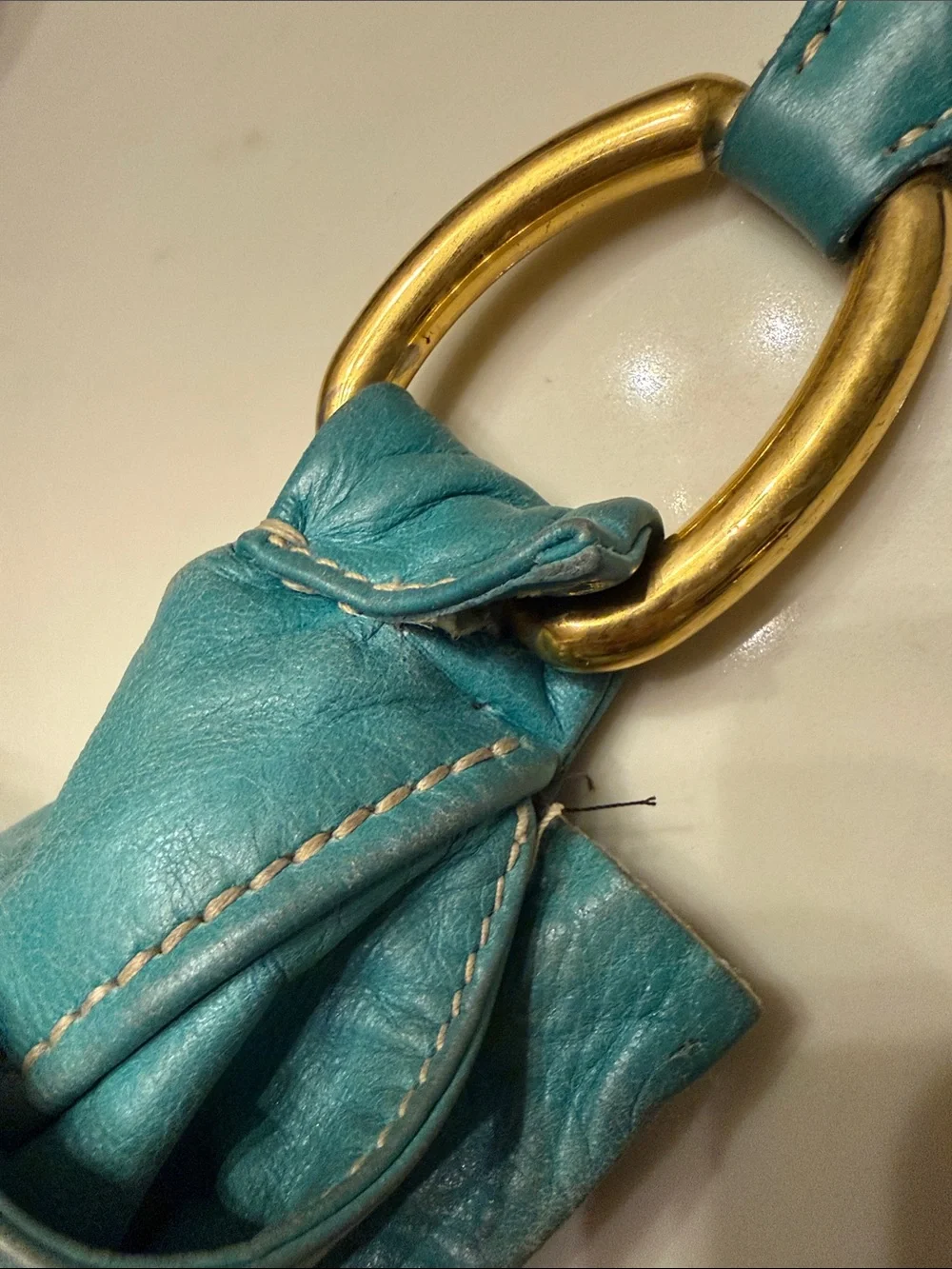 Miu Miu Turquoise Green Leather Tote Bag